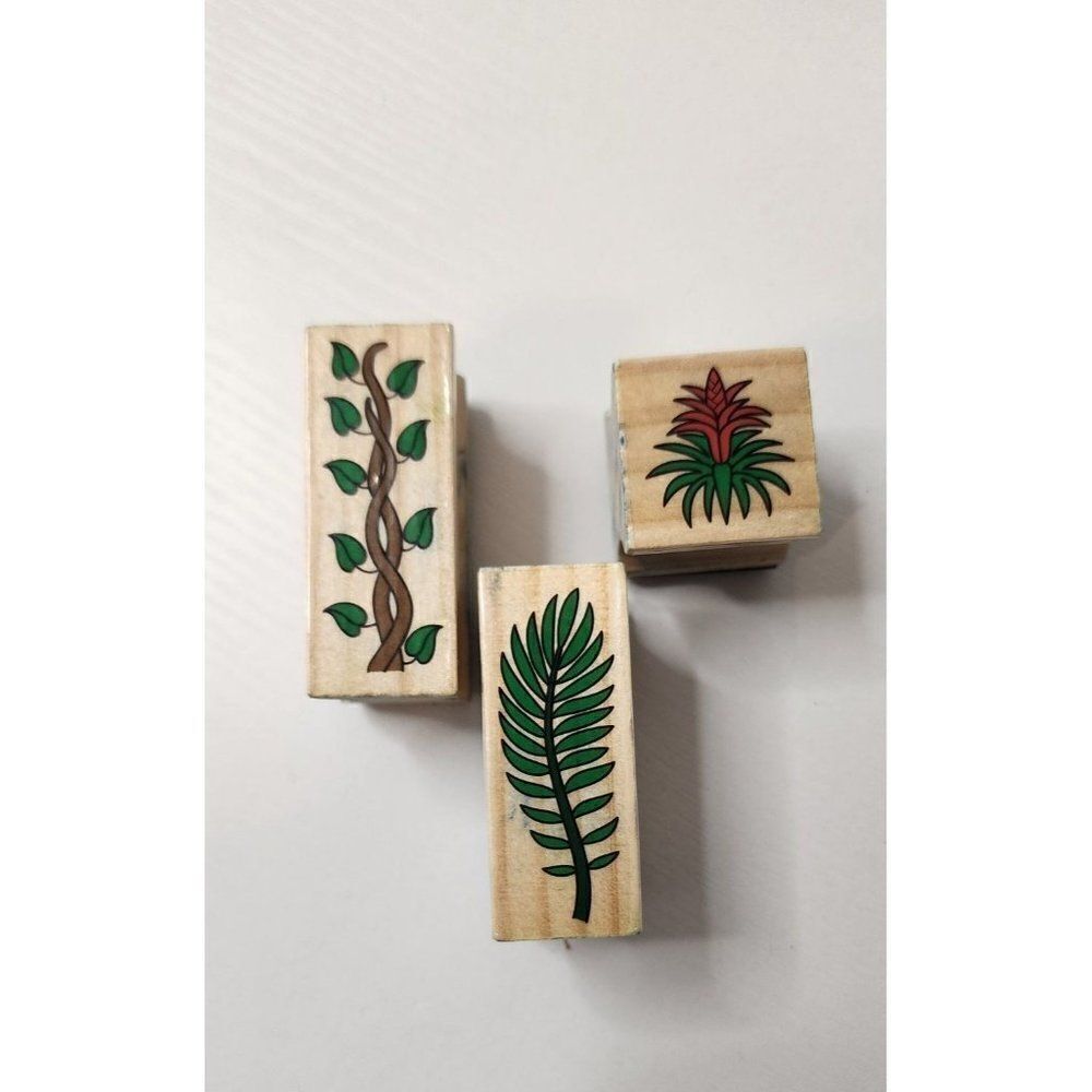 Set of 3 Plant Life Rubber Stamps for Crafting
